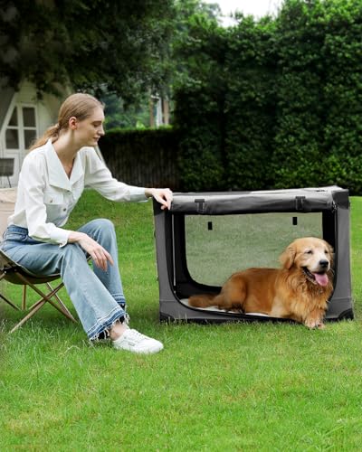 30" Soft Collapsible Travel Dog Crate for Medium Dogs,Grey, view 5
