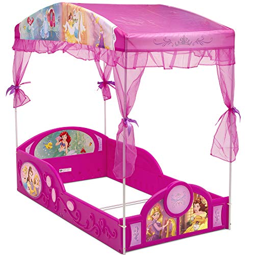 Disney Princess Plastic Sleep and Play Toddler Bed with Canopy, Pink, view 6