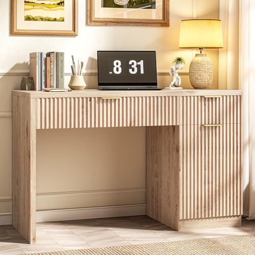 Farmhouse 47" Fluted Executive Desk with Drawers, view 2