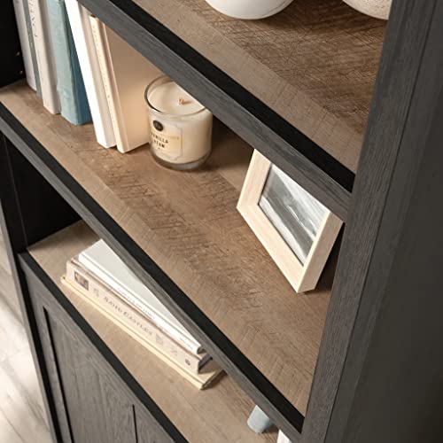 Cottage Road Book Shelf, Bookshelf with Storage, Library Bookcase with Doors and Adjustable Shelves, in Raven Oak Finish