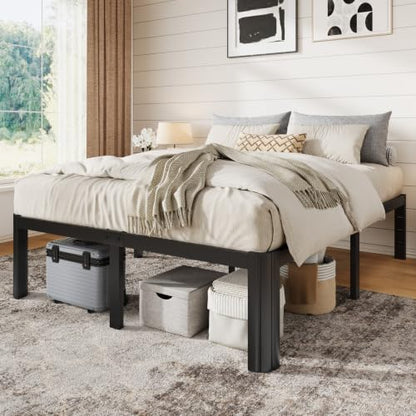 Metal Full Bed Frame, 14 Inch Tall with Rounded Corner, Black, view 4