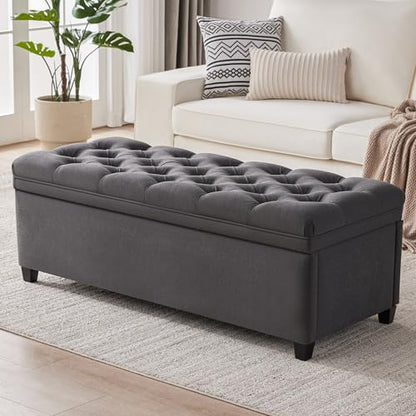 Mangodan Storage Ottoman Bench, Tufted Ottoman with Storage for Living Room, Large Modern Entryway Benchs