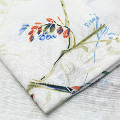 Bird Print Tier Curtains for Living Room, 30 x 36, 2 Panels, Blue