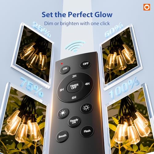 100FT LED Outdoor String Lights with Remote Waterproof Patio Lights with, view 8