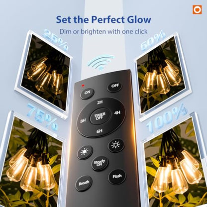 100FT LED Outdoor String Lights with Remote Waterproof Patio Lights with, view 8