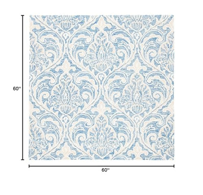 SAFAVIEH Micro-Loop Collection Area Rug - 5' Square, Blue & Ivory, Handmade Wool, Ideal for High Traffic Areas in Living Room, Bedroom (MLP532M)