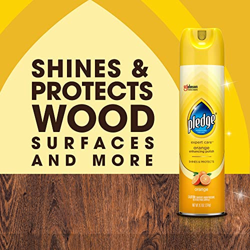 Pledge Enhancing Polish, Wood & Furniture Spray, Orange Scent, 9.7oz (Pack of 3)
