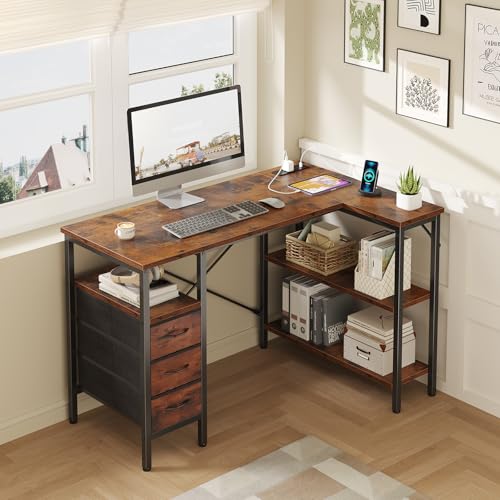 L Shaped Desk with Drawers, Gaming Desk, 47 Inch, view 3