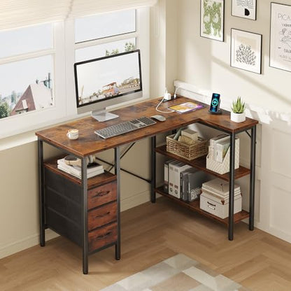 L Shaped Desk with Drawers, Gaming Desk, 47 Inch, view 3
