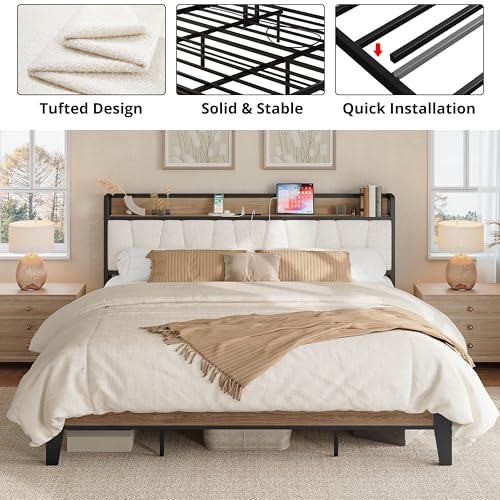 King Bed Frame Storage Headboard Charging, view 5