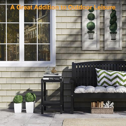 Outdoor Side Table, 26-Inch Tall Adirondack Patio Side Table, All-Weather HDPE Outdoor End Table for Porch Deck Balcony Pool, Easy Maintenance, Black
