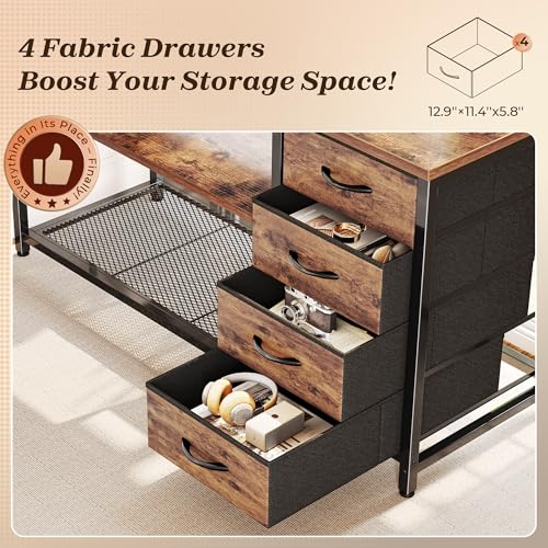 53" L Shaped Desk with Power Outlets & 4 Drawers, view 8