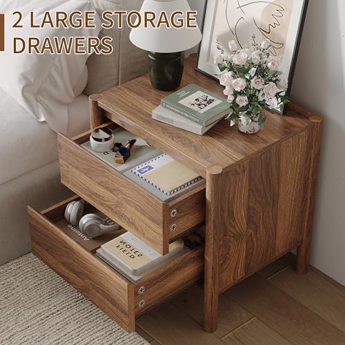 Walnut Dresser Bedroom Set, 6 Drawer Dresser & 2 Drawer Nightstands, view 7
