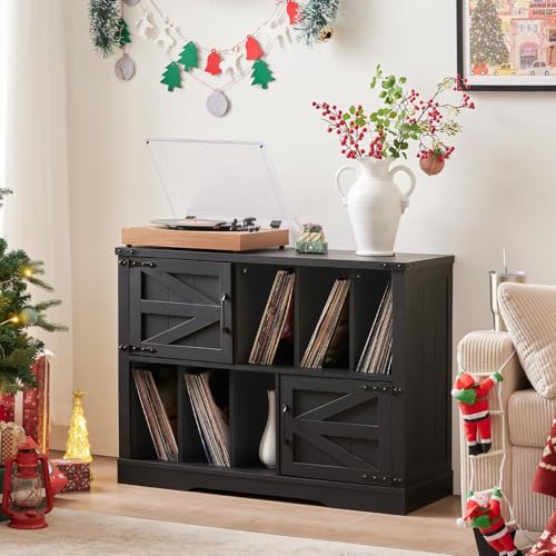 Large Record Player Stand with Vinyl Storage Up to 450 Albums, view 4