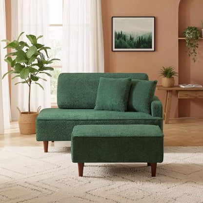 72 Inch Upholstered Chaise Lounge Chair Indoor with Ottoman, view 4