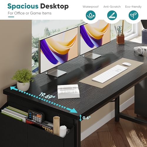 Computer Desk, 47 Inch Gaming Desks for Home Office Small Spaces, view 6