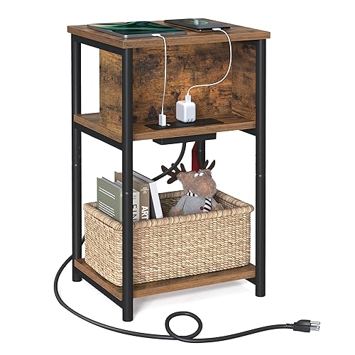 VASAGLE Side Table with Charging Station, view 2