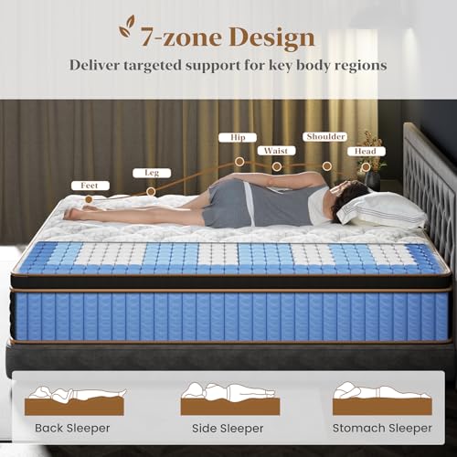 Firm King Mattress 14 Inch, Cooling Hybrid Bed in a Box, CertiPUR-US, view 5