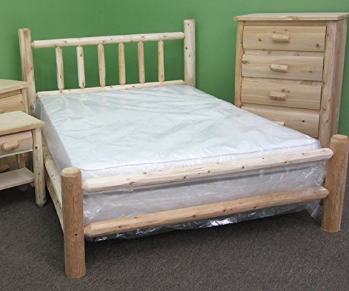 Log Bedroom Set - 5 Piece - Unfinished/Solid White Cedar/Amish Made/Queen Bed