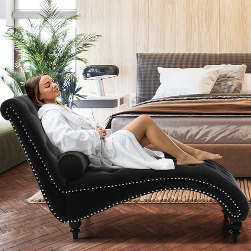 Velvet Chaise Lounge Chair Indoor, view 8