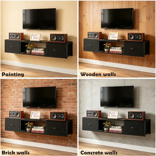 Floating TV Stand with Power Outlet, view 7