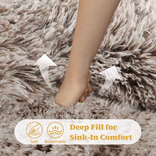 Bean Bag Chair for Adults Teens Giant Fluffy Plush Bean Bag Sofa with Filler Faux Fur Rabbit Shaped Beanbag Chairs Comfy Accent Floor Couch for Gaming, Reading in Bedroom, Living Room, Dorm