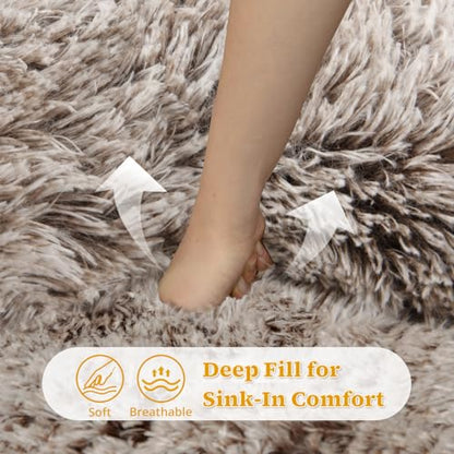 Bean Bag Chair for Adults Teens Giant Fluffy Plush Bean Bag Sofa with Filler Faux Fur Rabbit Shaped Beanbag Chairs Comfy Accent Floor Couch for Gaming, Reading in Bedroom, Living Room, Dorm
