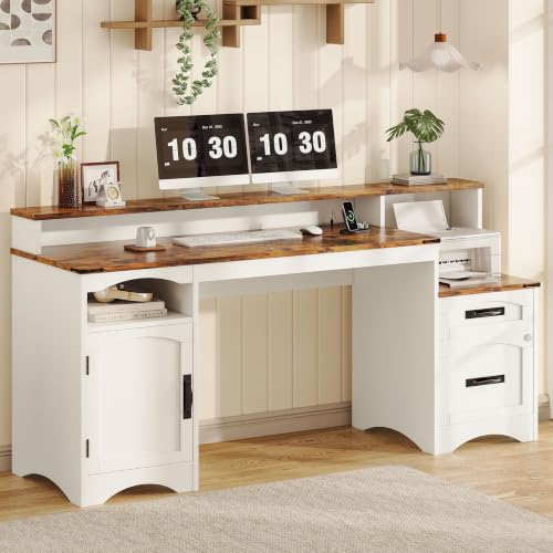 Computer Desk with Drawers and Printer Stand Large Office Desk, view 2