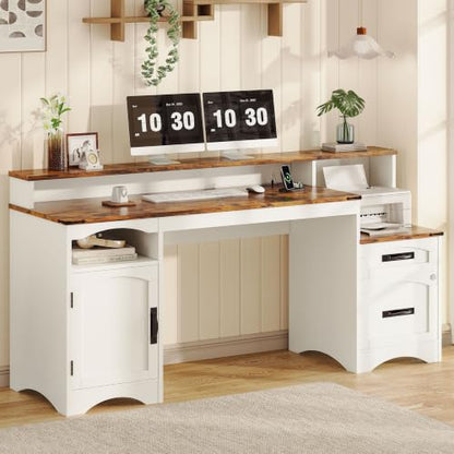 Computer Desk with Drawers and Printer Stand Large Office Desk, view 2