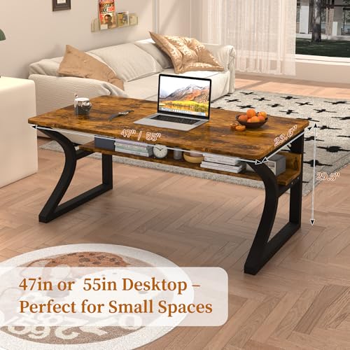 47'' Computer Desk Home Office Desk, Modern Computer Desk w/U Shaped Metal Frame, view 3