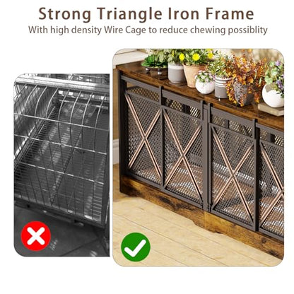 78" Double Dog Crate with Divider, Caramel Brown, view 7