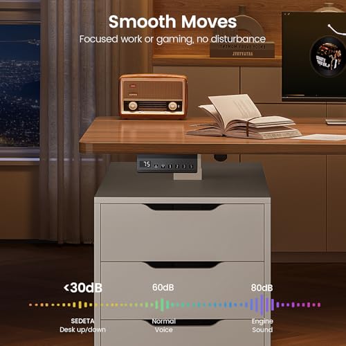 55" Electric Standing Desk with 6 Drawers, Adjustable Stand up Desk with Storage, view 8
