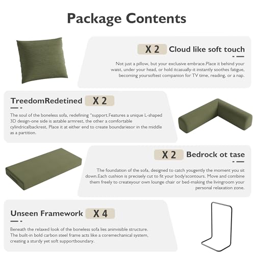59in Convertible Sofa Bed, Corduroy Boneless Couch Bed, Futon Sleeper Sofa Pull Out Bed, Foldable Couch for Living Room Apartment, No Assembly Required