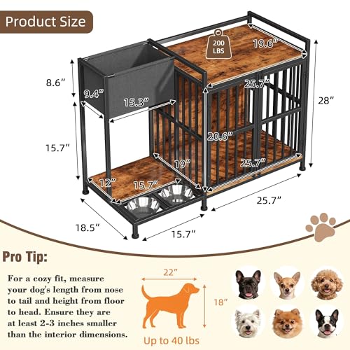 AFLUI 41.4" Dog Crate Furniture, Rustic Brown, view 3