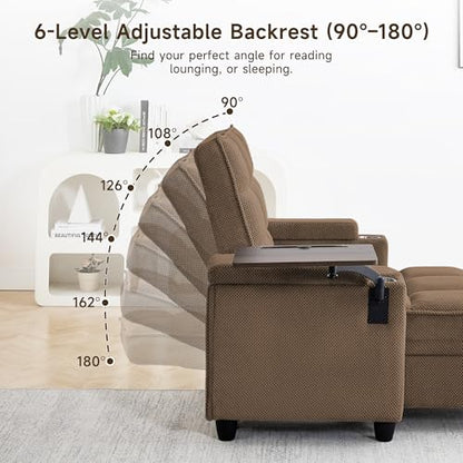 oaaktu Modern Tufted Linen Fabric Chaise Lounge Sofa Chair with Rotating Side, view 6