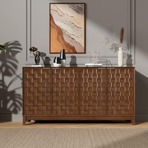 Fluted Sideboard Buffet Cabinet with Storage, view 2
