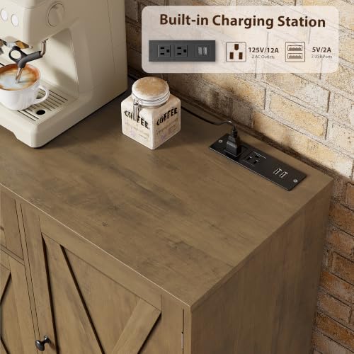 59" W Kitchen Buffet Cabinet with Storage, Coffee Bar Cabinet Brown, view 7