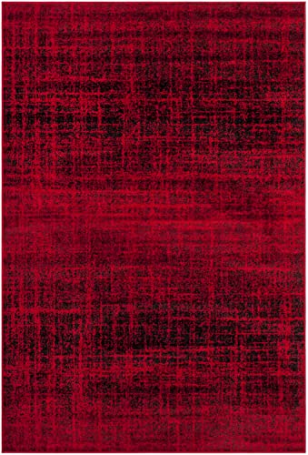 SAFAVIEH Adirondack Collection Area Rug - 5'1" x 7'6", Red & Black, Modern Abstract Design, Non-Shedding & Easy Care, Ideal for High Traffic Areas in Living Room, Bedroom (ADR116F)