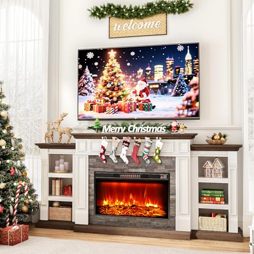 80" Fireplace TV Stand for TVs Up to 90 Inch, Electric Fireplace with Mantel, view 5
