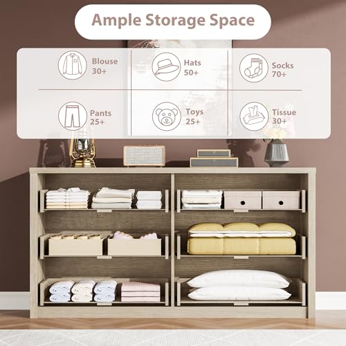 6 Drawer Dresser for Bedroom, Wood Chest of Drawers Handle Free, view 6