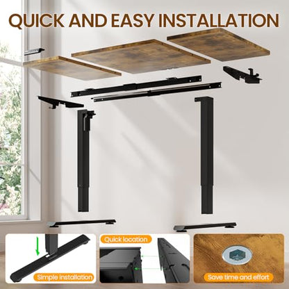 63"x28" Wider Large Standing Desk, Electric Height Adjustable, Brown, view 5