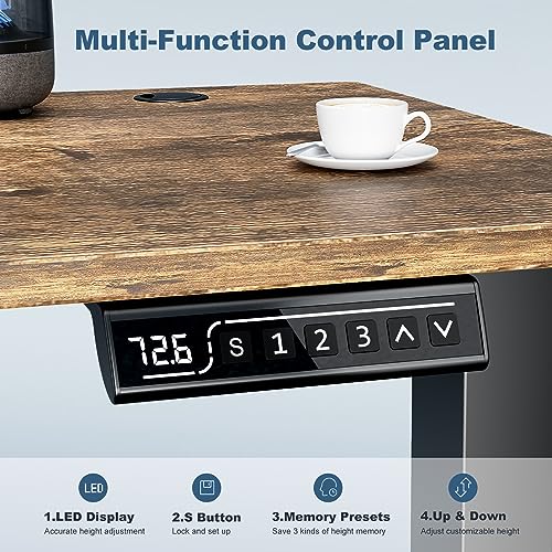 63 Inch Electric Standing Desk, Memory Adjustable Home Office Desk, view 6