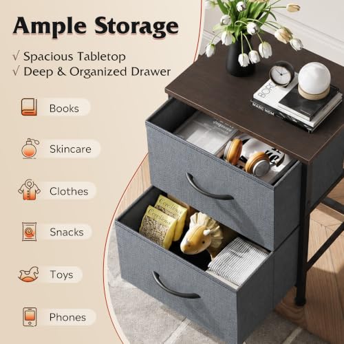 Nightstand, 2 Drawer Dresser for Bedroom, Small Dresser with 2 Drawers, view 6