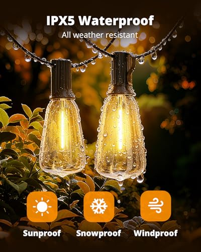 LED Outdoor String Lights, 100FT Patio Lights with 32 Edison Shatterproof Bulbs, view 3