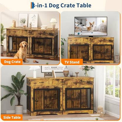 Heavy Duty Double Dog Crate Furniture for 2 Medium/Large Dogs, view 5