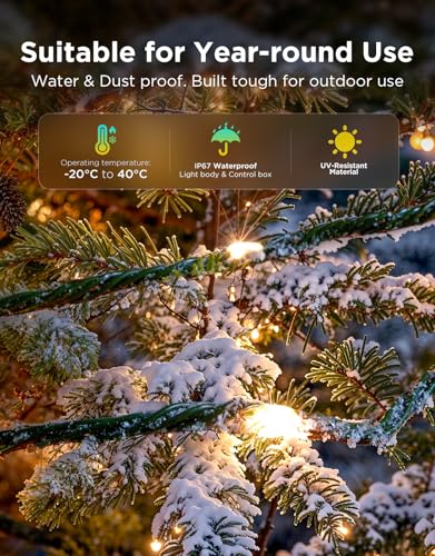 Govee Christmas Lights 2, RGBWIC 99FT 300LEDs Holiday String Lights with Shape Mapping Function, Smart LED Decoration for Indoor Outdoor Tree, 130+ Preset Scenes, Voice and APP Control, Green Wire