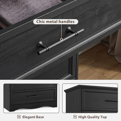Black 6 Drawer Dresser for Bedroom, 44" Tall Chest of Drawers, view 6