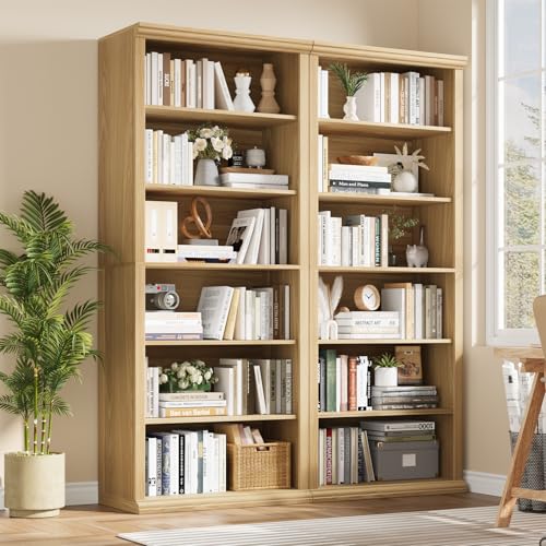 Bookcase and Bookshelves, 28" W Tall Bookshelf, Natural Oak, view 4