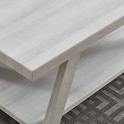 Athens Contemporary Wood Shelf Side Table, White