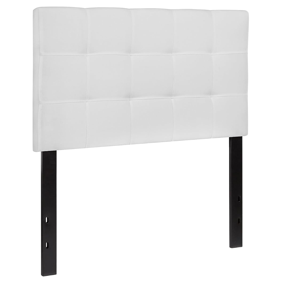 Bedford Box Stitch Tufted Upholstered Twin Size Headboard in White Fabric